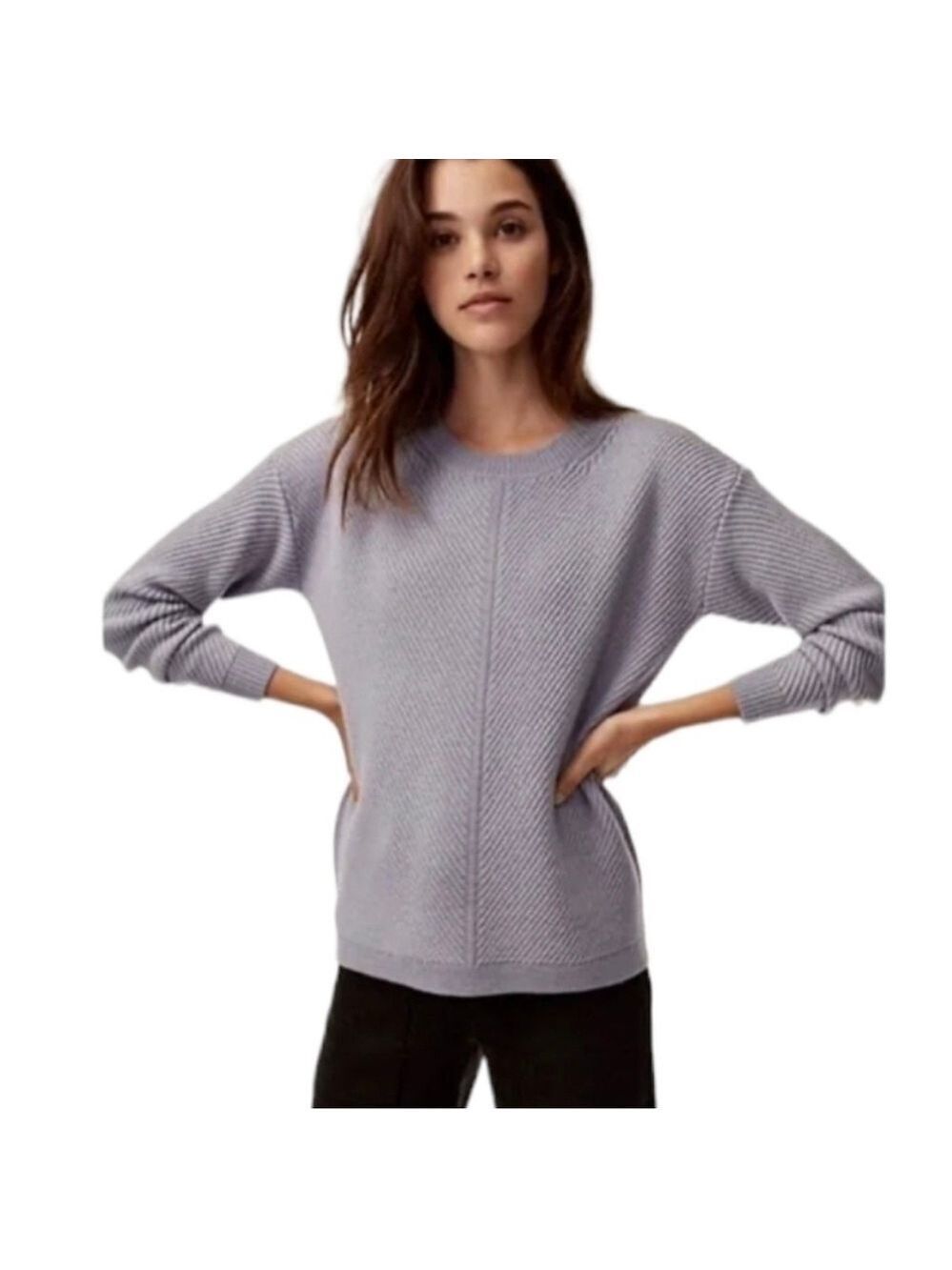 Aritzia Wilfred Free Isabelli Wool Crewneck Sweater in Grey Sz Small
